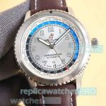 BLS Factory V2 Replica Breitling Aviator 8 Unitime Watch Men 41mm Leather on Strap